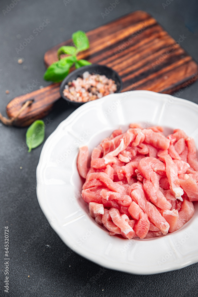 raw meat pork fresh pieces ready to cook healthy appetizer meal food snack on the table copy space food background rustic top view raw meat pork fresh pieces ready to cook healthy appetizer meal food snack on the table copy space food background rustic top view
