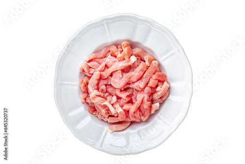 raw meat pork fresh pieces ready to cook healthy appetizer meal food snack on the table copy space food background rustic top view