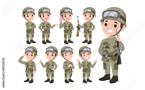 Set of soldier with different poses