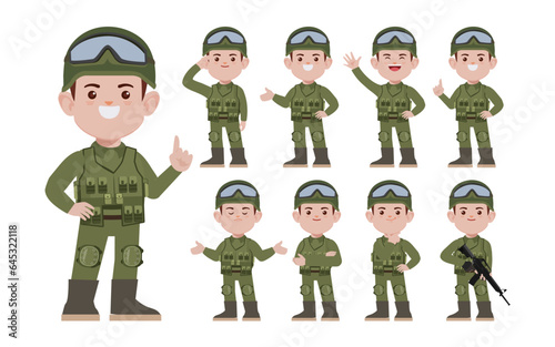 Set of soldier with different poses