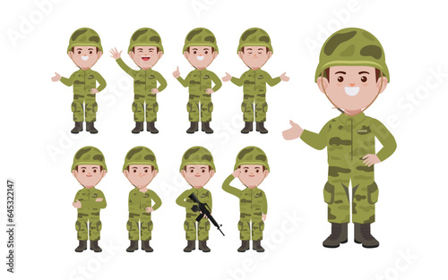 Set of soldier with different poses