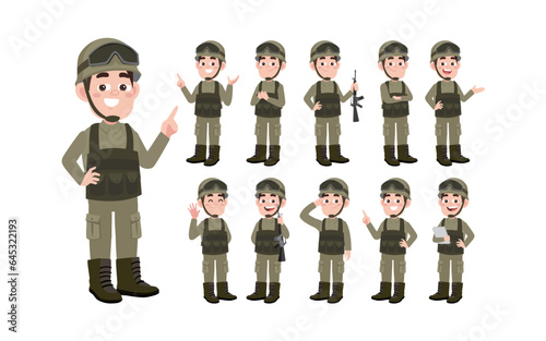 Set of soldier with different poses