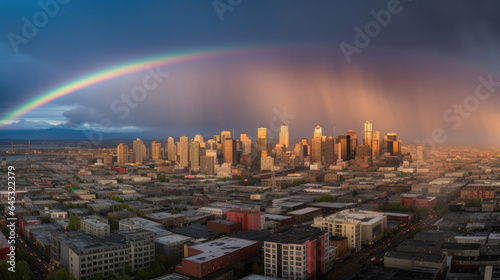 rainbow over the city