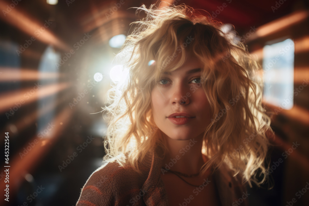 Portrait of a young woman in a night scene Portrait of a young woman in a night scene