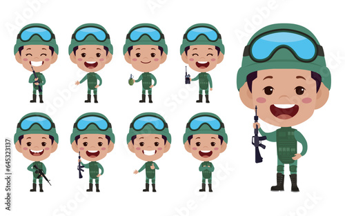 Set of soldier with different poses