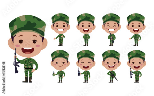 Set of soldier with different poses