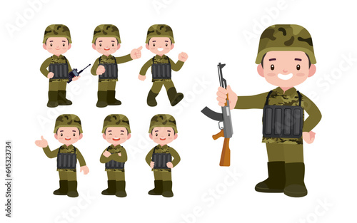 Set of soldier with different poses
