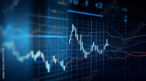 Graph of the stock market and trading activity.