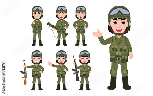 Set of soldier with different poses