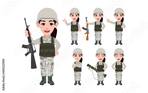 Set of soldier with different poses