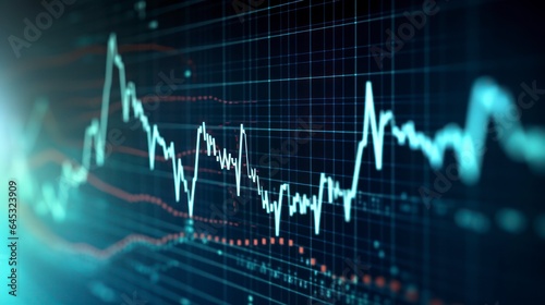 Graph of the stock market and trading activity.