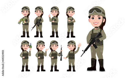 Set of soldier with different poses