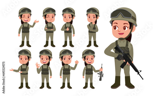 Set of soldier with different poses