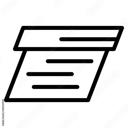 Box icon. Empty open shipping box or unboxing line art