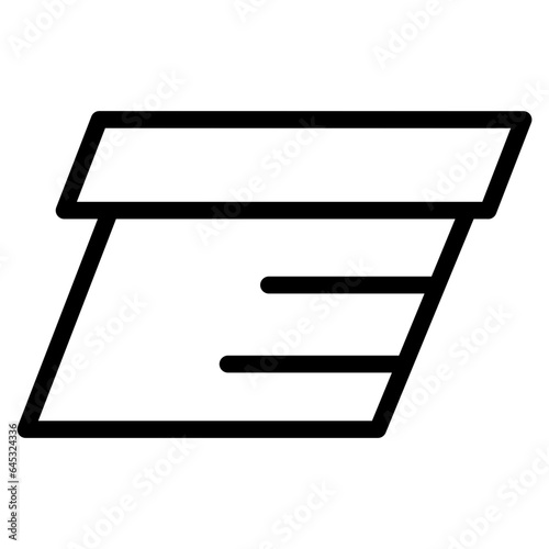 Box icon. Empty open shipping box or unboxing line art