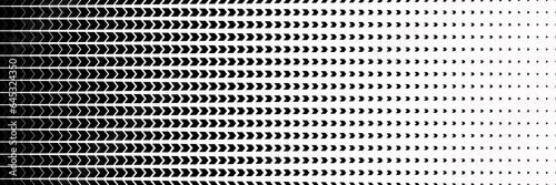 Side Arrows Design Elements Gradient Half Color Background. Horizontal seamless arrow pattern. Faded gradient black and white half tone background. Vector illustration.