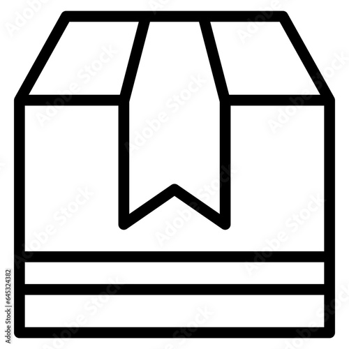Box icon. Empty open shipping box or unboxing line art