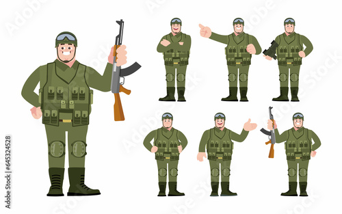 Set of soldier with different poses
