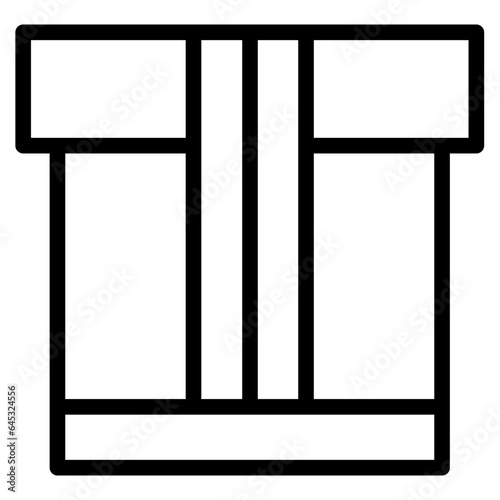 Box icon. Empty open shipping box or unboxing line art