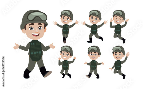 Set of soldier with different poses