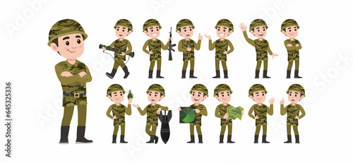 Set of soldier with different poses