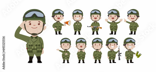 Set of soldier with different poses