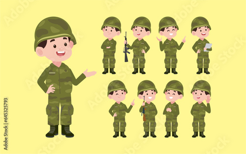 Set of soldier with different poses