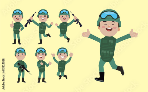 Set of soldier with different poses