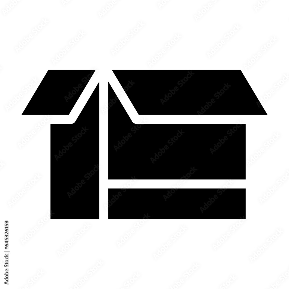 Box icon. Empty open shipping box or unboxing line art Box icon. Empty open shipping box or unboxing line art