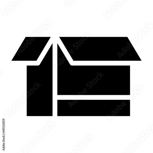 Box icon. Empty open shipping box or unboxing line art