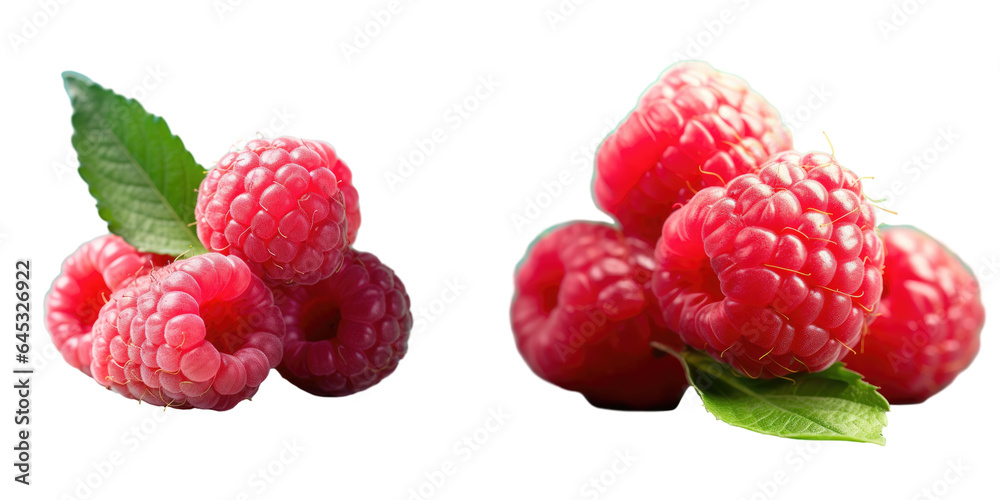 Raspberry on a transparent background in close up Raspberry on a transparent background in close up