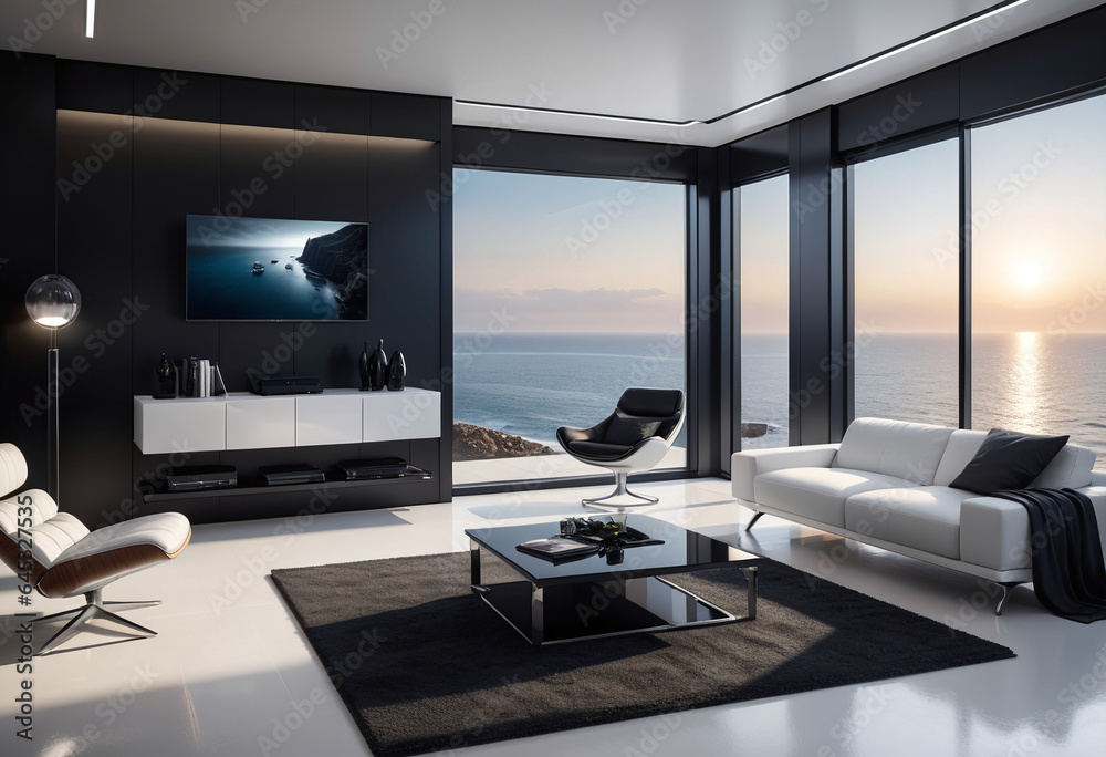Fototapeta premium Futuristic Modern Living Room