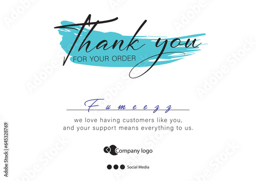 Thank you for your order card design. Thanks card. Thank you Card. Compliment Card Easy to Editable file. Ready to Print File.