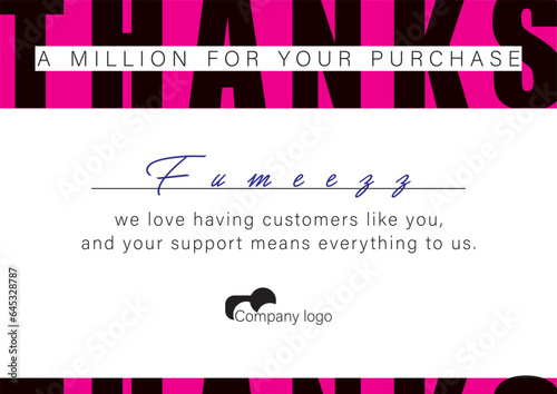 Thank you for your order card. compliment card design