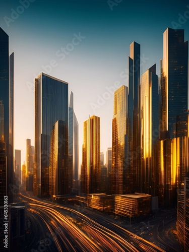 gold city  gold building  future city Cinematic Daylight generative ai illustration art