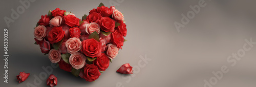 Red roses in the shape of heart