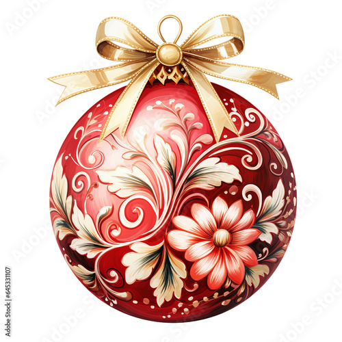 Watercolor Christmas tree decoration isolated on transparent background. AI Generative