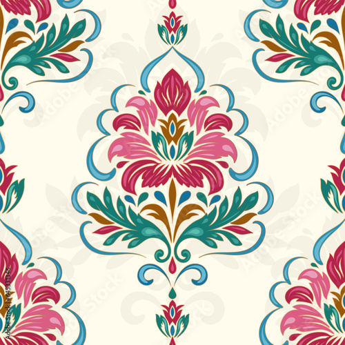 Luxury vector seamless pattern. Ornament, Traditional, Ethnic, Arabic, Turkish, Indian motifs. Great for fabric and textile, wallpaper, packaging design or any desired idea.
