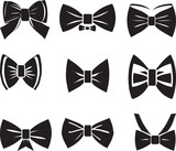 Vintage bow tie icon vector illustration set of group black color