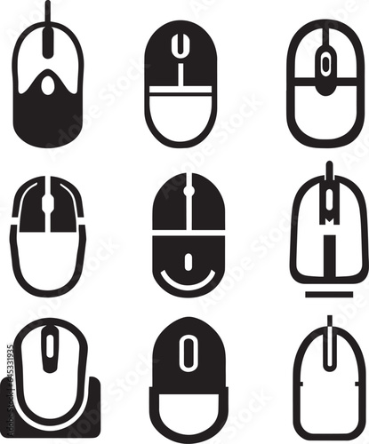 Computer Mouse Icon vector Illustration set of group
