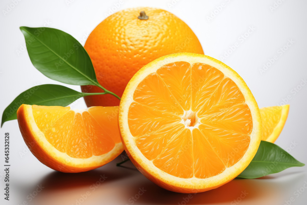 Created with Generative Ai  , Orange with sliced isolated on white background