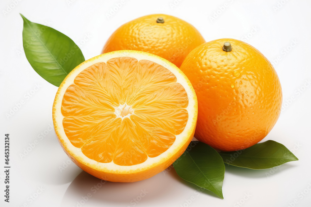 Created with Generative Ai , Orange with sliced isolated on white background Created with Generative Ai , Orange with sliced isolated on white background