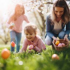 lifestyle photo easter egg hunt with children.
