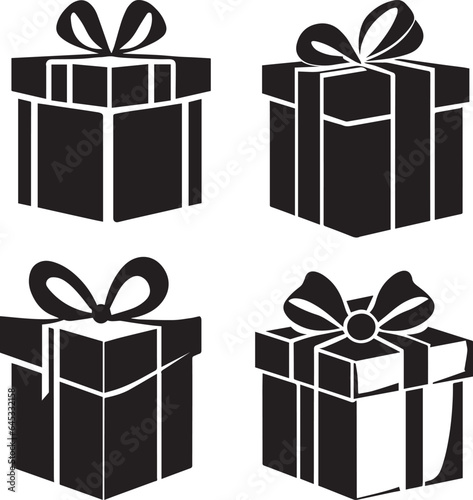 Giftbox icon vector illustration black color