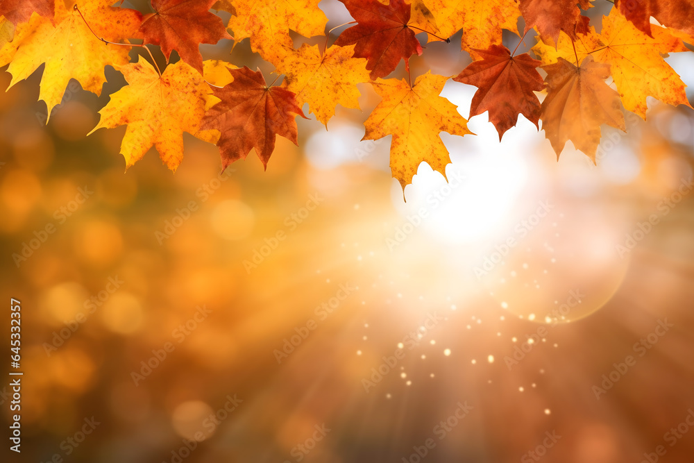 Fototapeta premium autumn leaves background with copy space