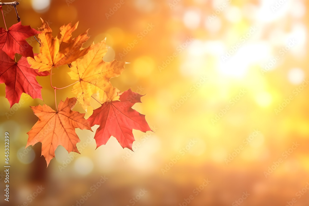 autumn leaves background with copy space