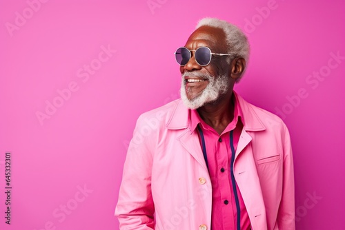 senior african american man wearing modern pink clothes