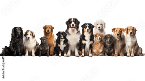 Variety of Dog Breeds Isolated on Transparent Background. Generative Ai.