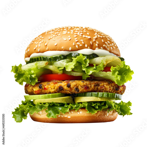 burger végétarien ou veggie burger, isolé sur fond transparent