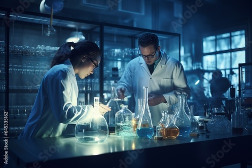 Health care researchers working in the lab